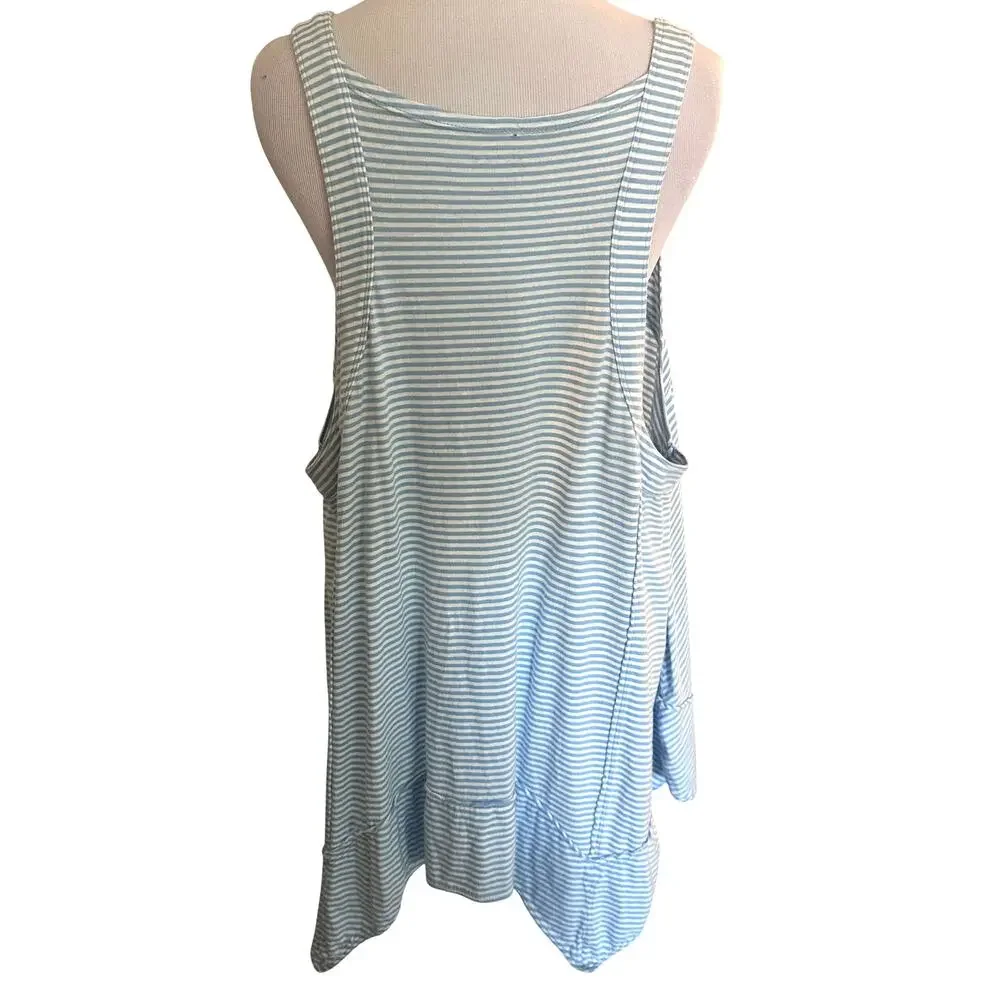 Pilcro Hankey-Hem Swing Tank Womens XL Light Blue Striped Asymmetrical Soft Top